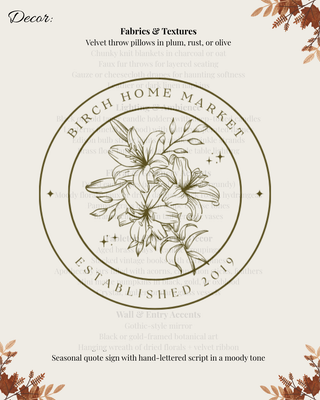Moody Fall Decor Kit | Cozy Autumn Home Styling Guide | Printable PDF with Decor Ideas, Shopping List, Styling Tips + Checklist - Birch Home Market