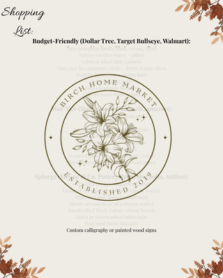 Moody Fall Decor Kit | Cozy Autumn Home Styling Guide | Printable PDF with Decor Ideas, Shopping List, Styling Tips + Checklist - Birch Home Market